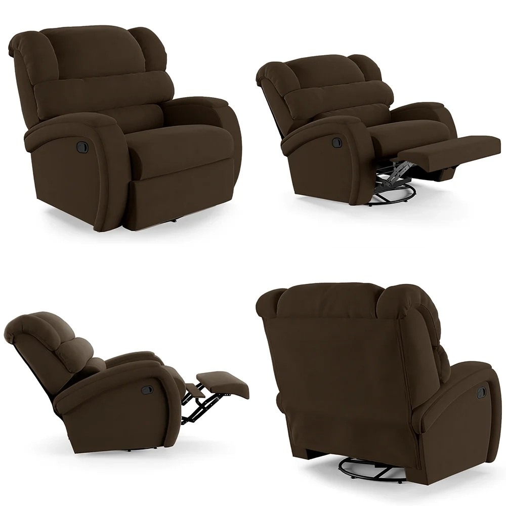 Poltrona do Papai Reclinável Kalie Glider Giratória FH9 Veludo Marrom - Mpozenato