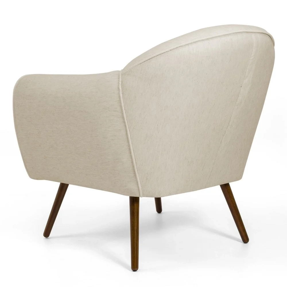 Poltrona Decorativa Sala de Estar Nina Pés Palito Madeira C-107 Linho Bege - Domi