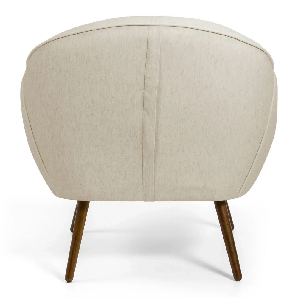 Poltrona Decorativa Sala de Estar Nina Pés Palito Madeira C-107 Linho Bege - Domi