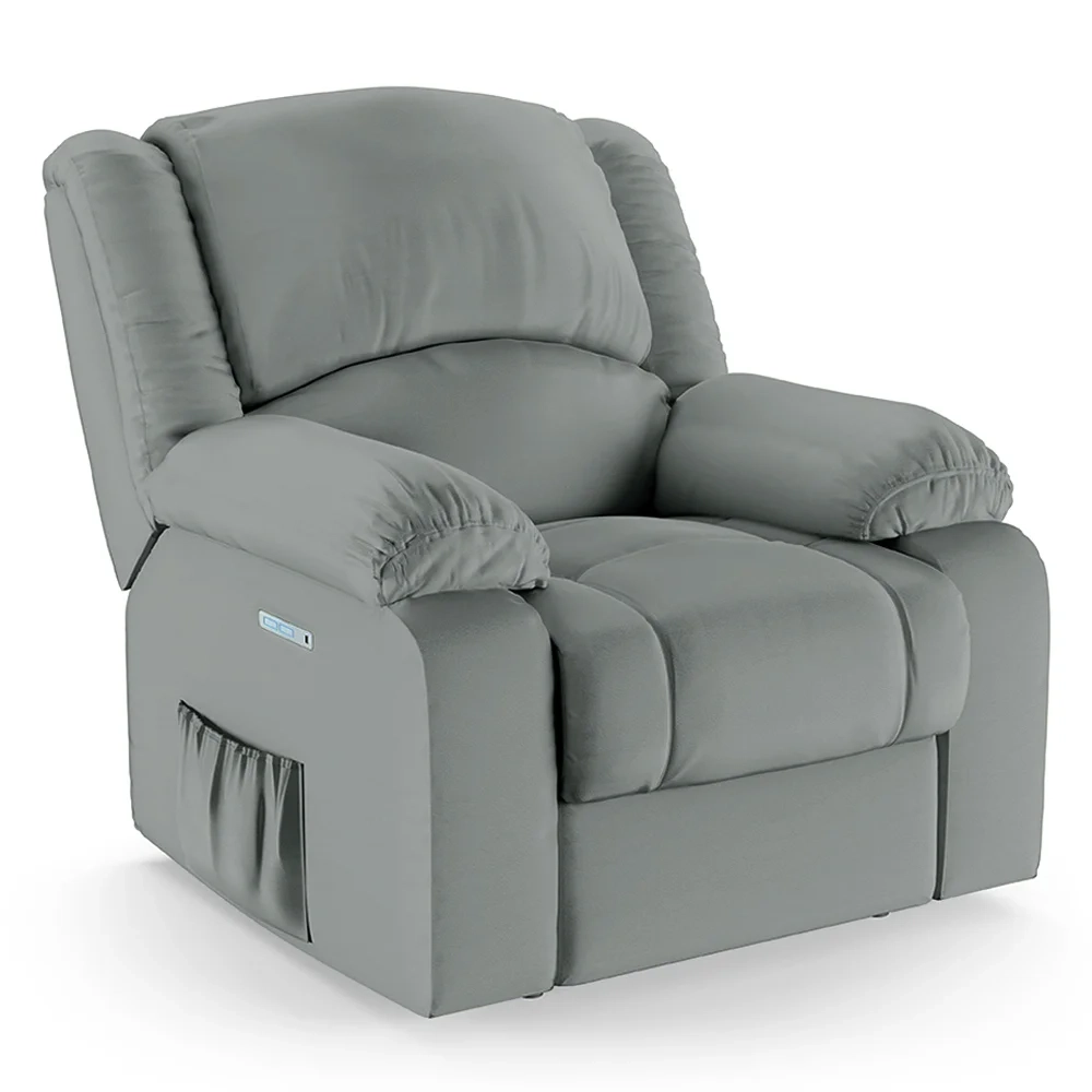 Poltrona do Papai Reclinável Pietra Elétrica LED Massagem FH9 PU Cinza - Mpozenato