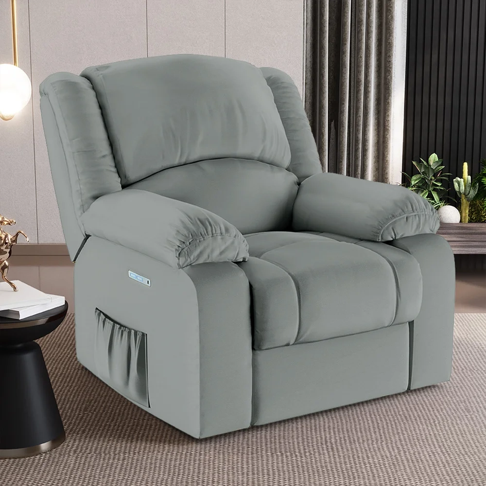 Poltrona do Papai Reclinável Pietra Elétrica LED Massagem FH9 PU Cinza - Mpozenato