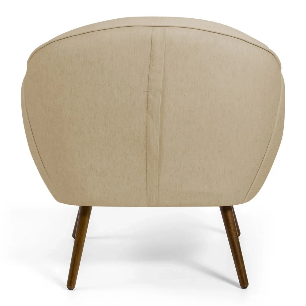 Poltrona Decorativa Sala de Estar Nina Pés Palito Madeira C-129 Linho Bege Escuro - Domi