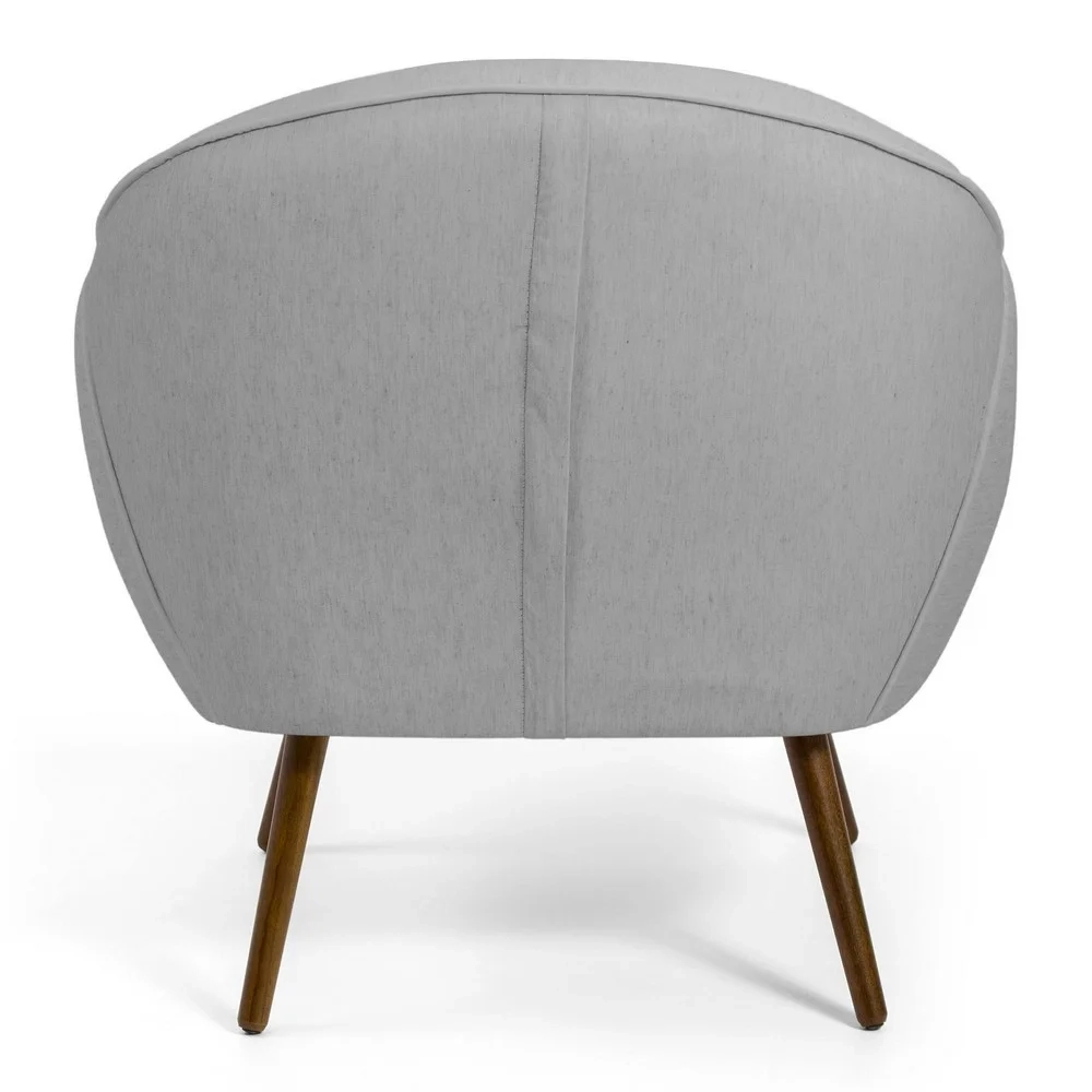 Poltrona Decorativa Sala de Estar Nina Pés Palito Madeira C-315 Linho Cinza Claro - Domi