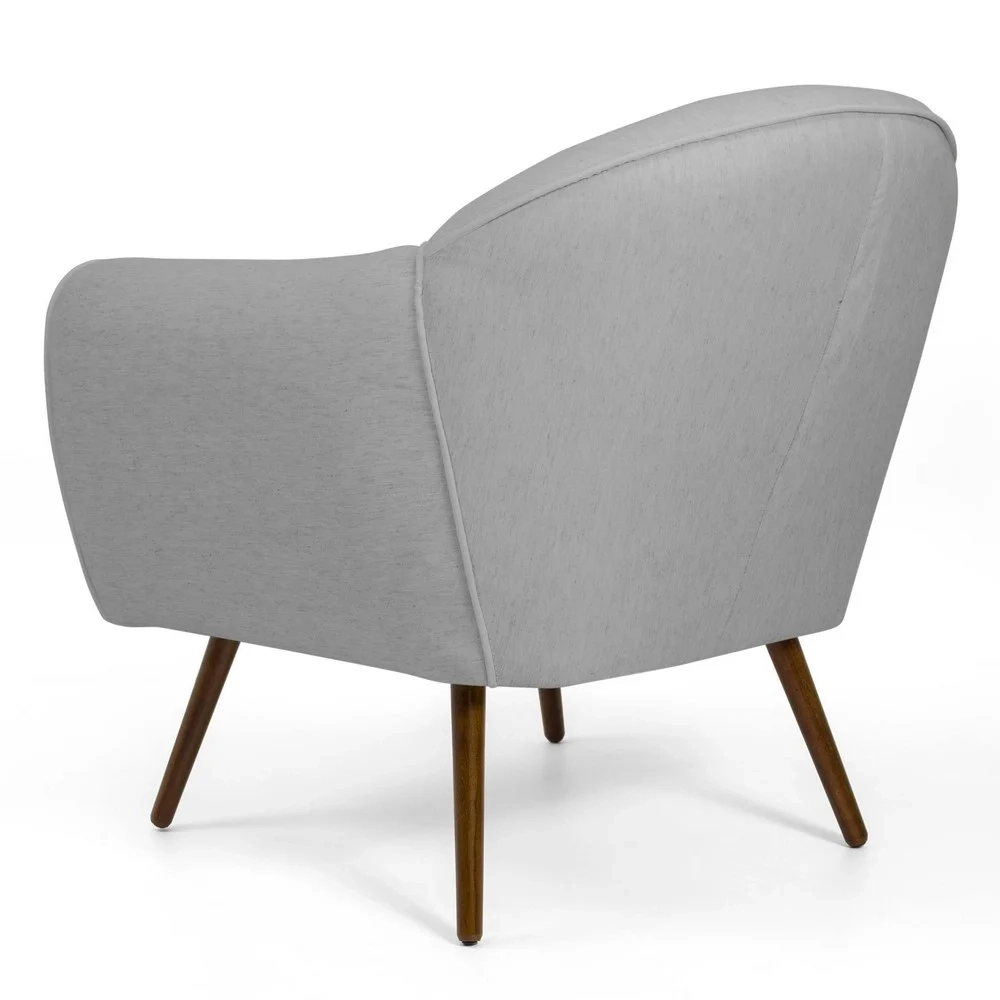 Poltrona Decorativa Sala de Estar Nina Pés Palito Madeira C-315 Linho Cinza Claro - Domi