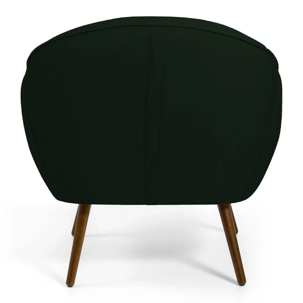 Poltrona Decorativa Sala de Estar Nina Pés Palito Madeira C-117 Linho Verde Musgo - Domi