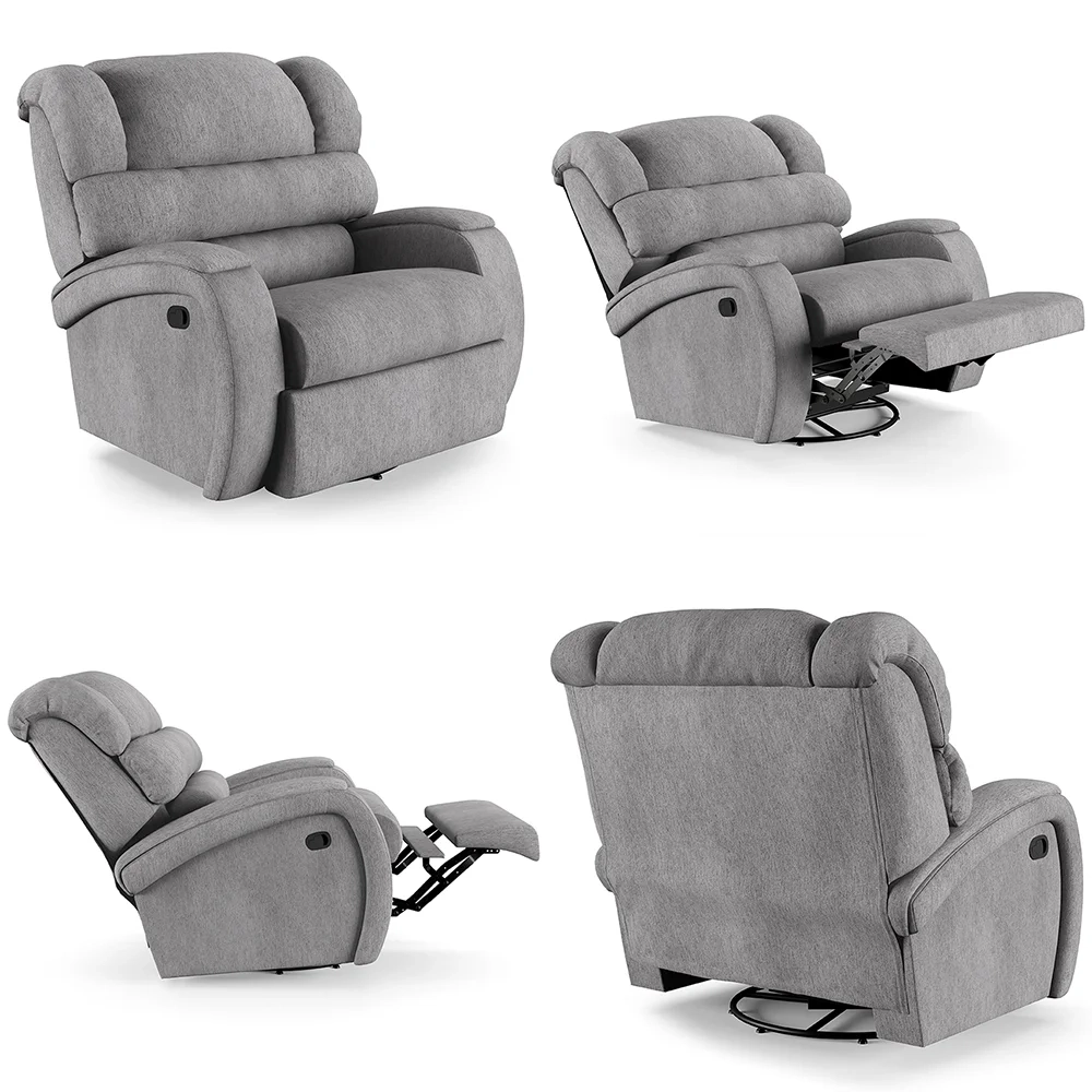 Poltrona do Papai Reclinável Kalie Glider Giratória FH9 Linho Cinza - Mpozenato