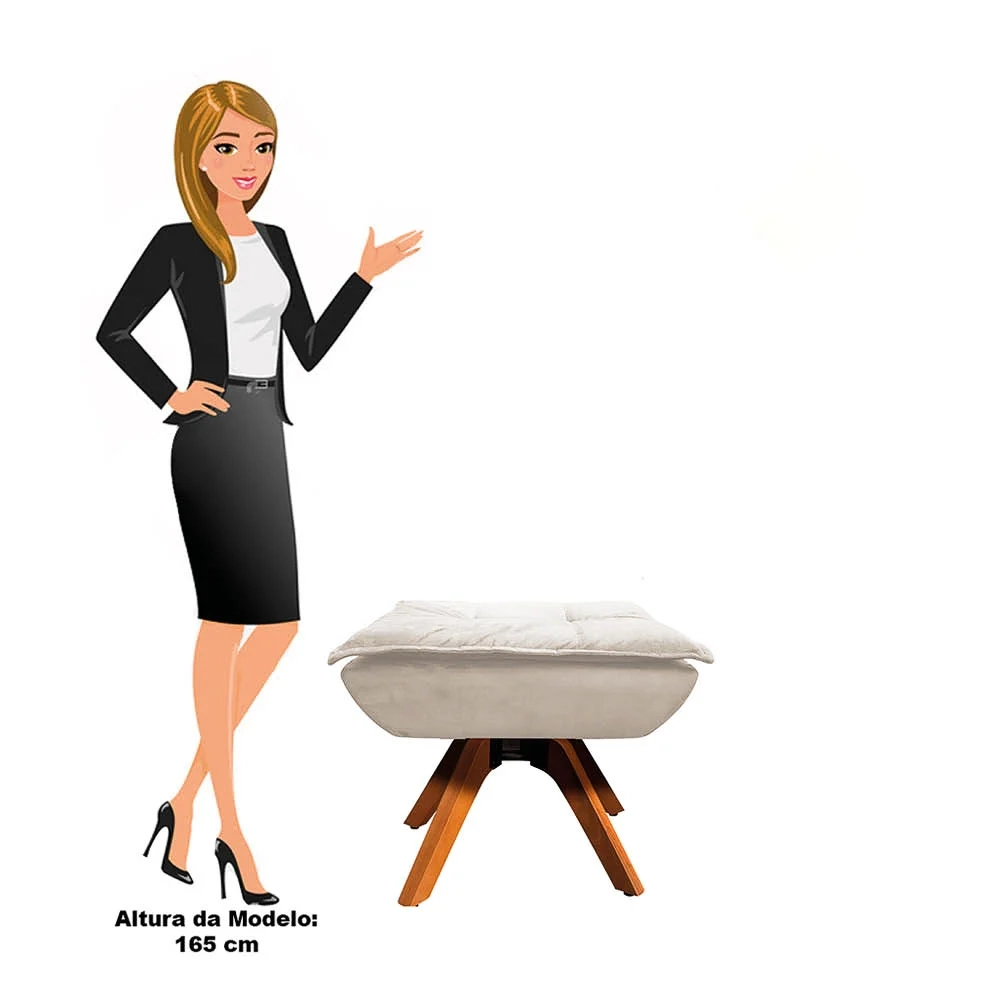 Puff Decorativo Sala de Estar Base Giratória Giromad Opla Suede Bege - Ibiza