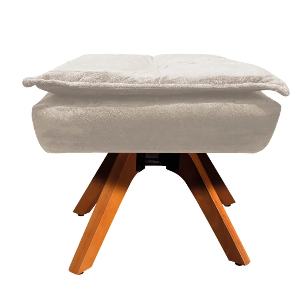 Puff Decorativo Sala de Estar Base Giratória Giromad Opla Suede Bege - Ibiza