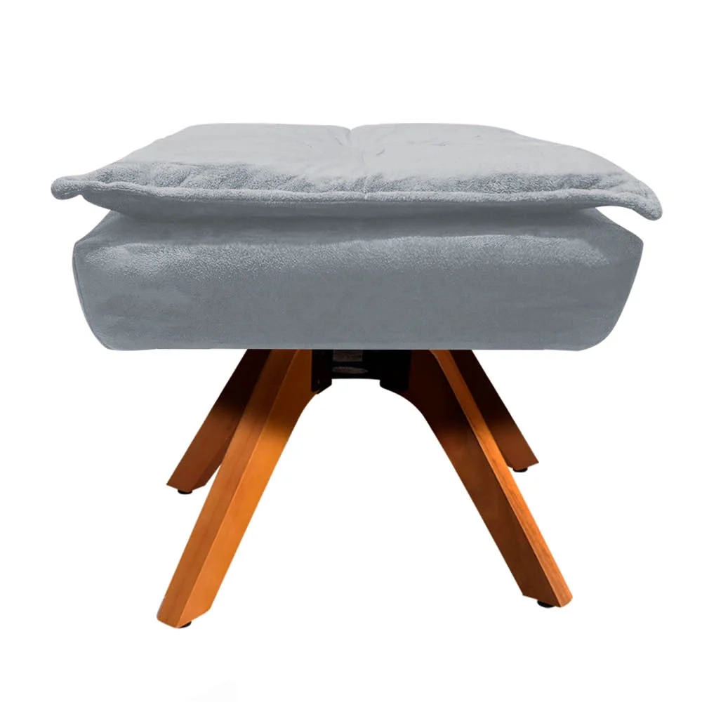 Puff Decorativo Sala de Estar Base Giratória Giromad Opla Suede Cinza - Ibiza