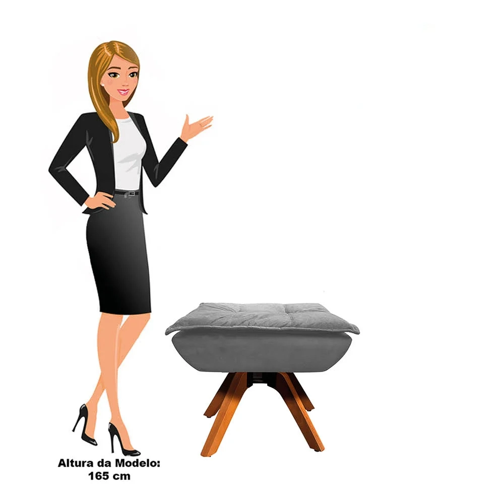 Puff Decorativo Sala de Estar Base Giratória Giromad Opla Suede Grafite - Ibiza