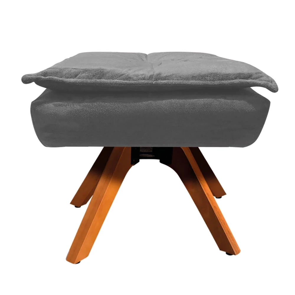 Puff Decorativo Sala de Estar Base Giratória Giromad Opla Suede Grafite - Ibiza