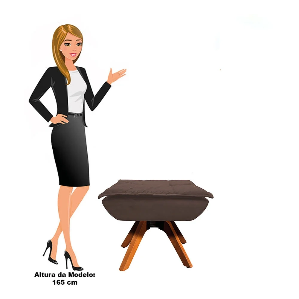 Puff Decorativo Sala de Estar Base Giratória Giromad Opla Suede Marrom - Ibiza