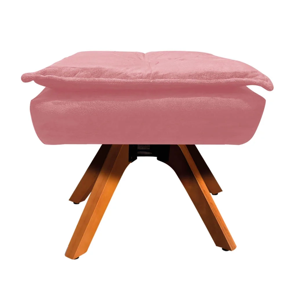 Puff Decorativo Sala de Estar Base Giratória Giromad Opla Suede Rose - Ibiza