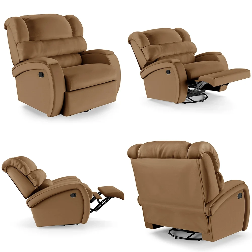 Poltrona do Papai Reclinável Kalie Glider Giratória FH9 PU Caramelo - Mpozenato