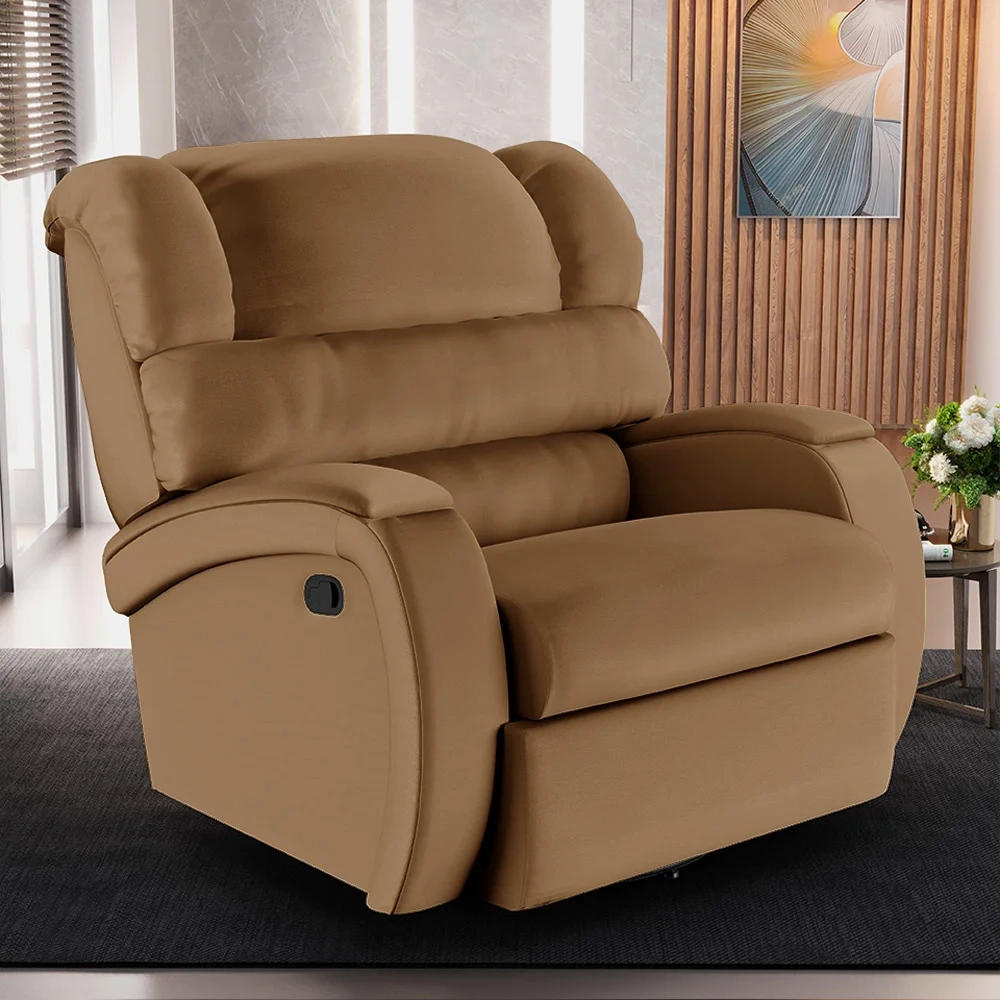 Poltrona do Papai Reclinável Kalie Glider Giratória FH9 PU Caramelo - Mpozenato