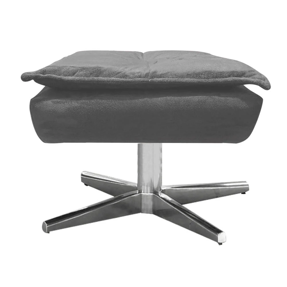Puff Decorativo Sala de Estar Base Giratória Cromada Opla Suede Grafite - Ibiza