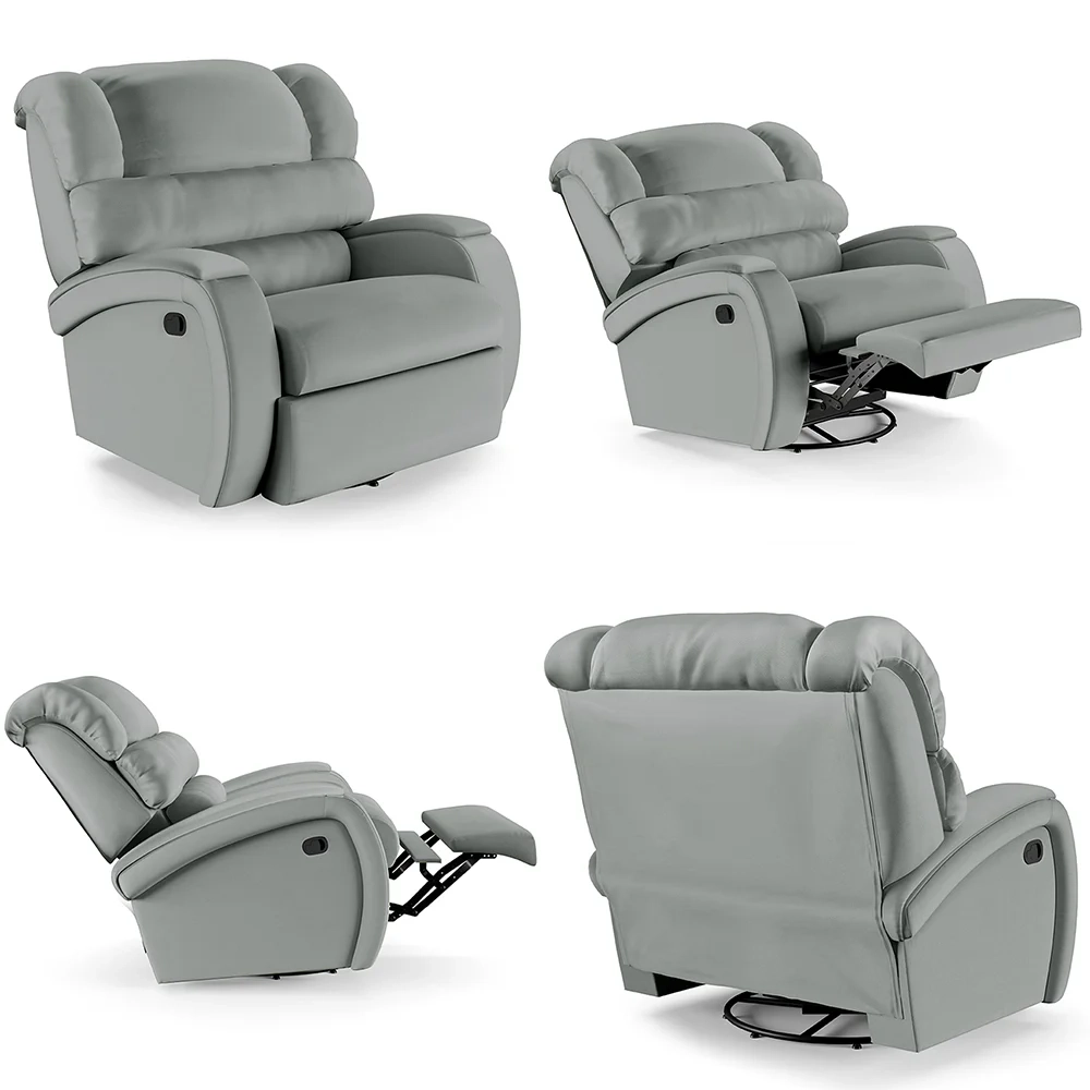 Poltrona do Papai Reclinável Kalie Glider Giratória FH9 PU Cinza - Mpozenato