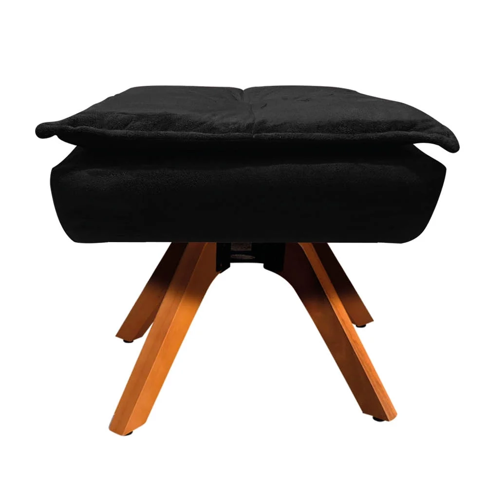 Puff Decorativo Sala de Estar Base Giratória Giromad Opla Suede Preto - Ibiza