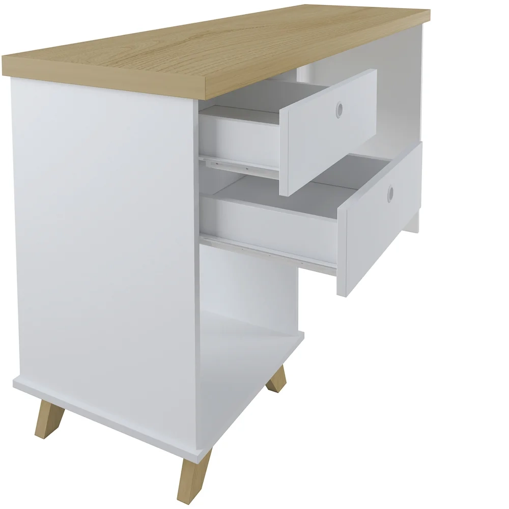 Mesa Para Computador Escrivaninha 2 Gavetas Sky Olmo/Branco - Artany