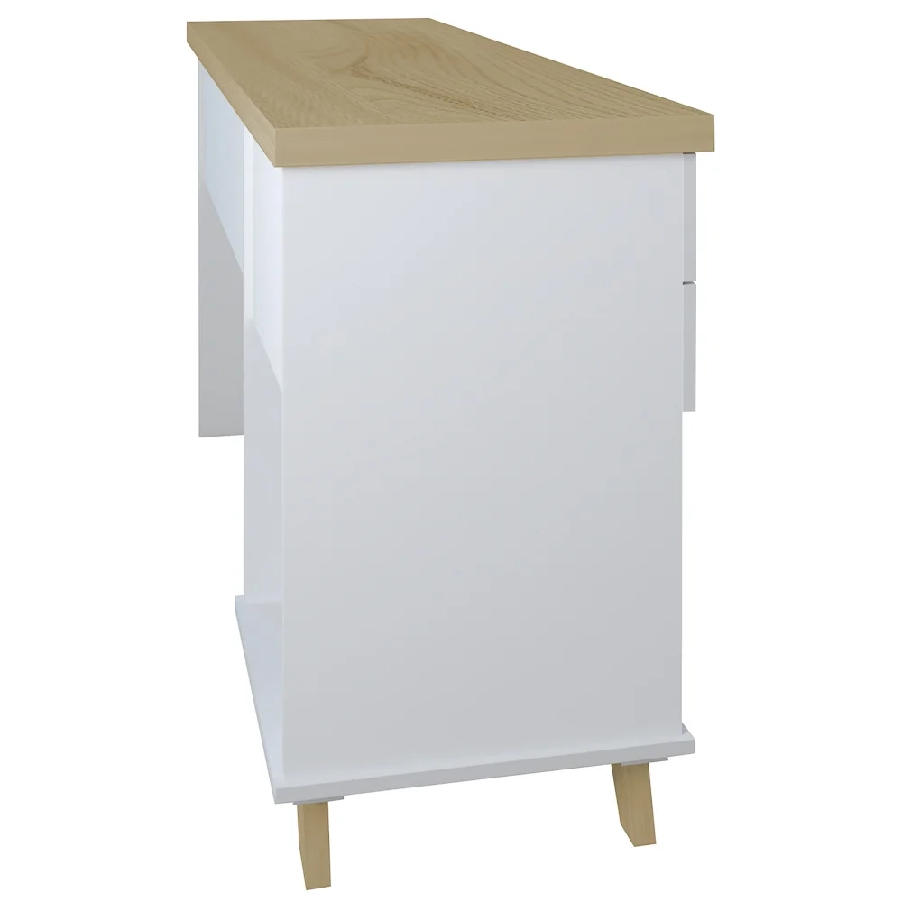 Mesa Para Computador Escrivaninha 2 Gavetas Sky Olmo/Branco - Artany
