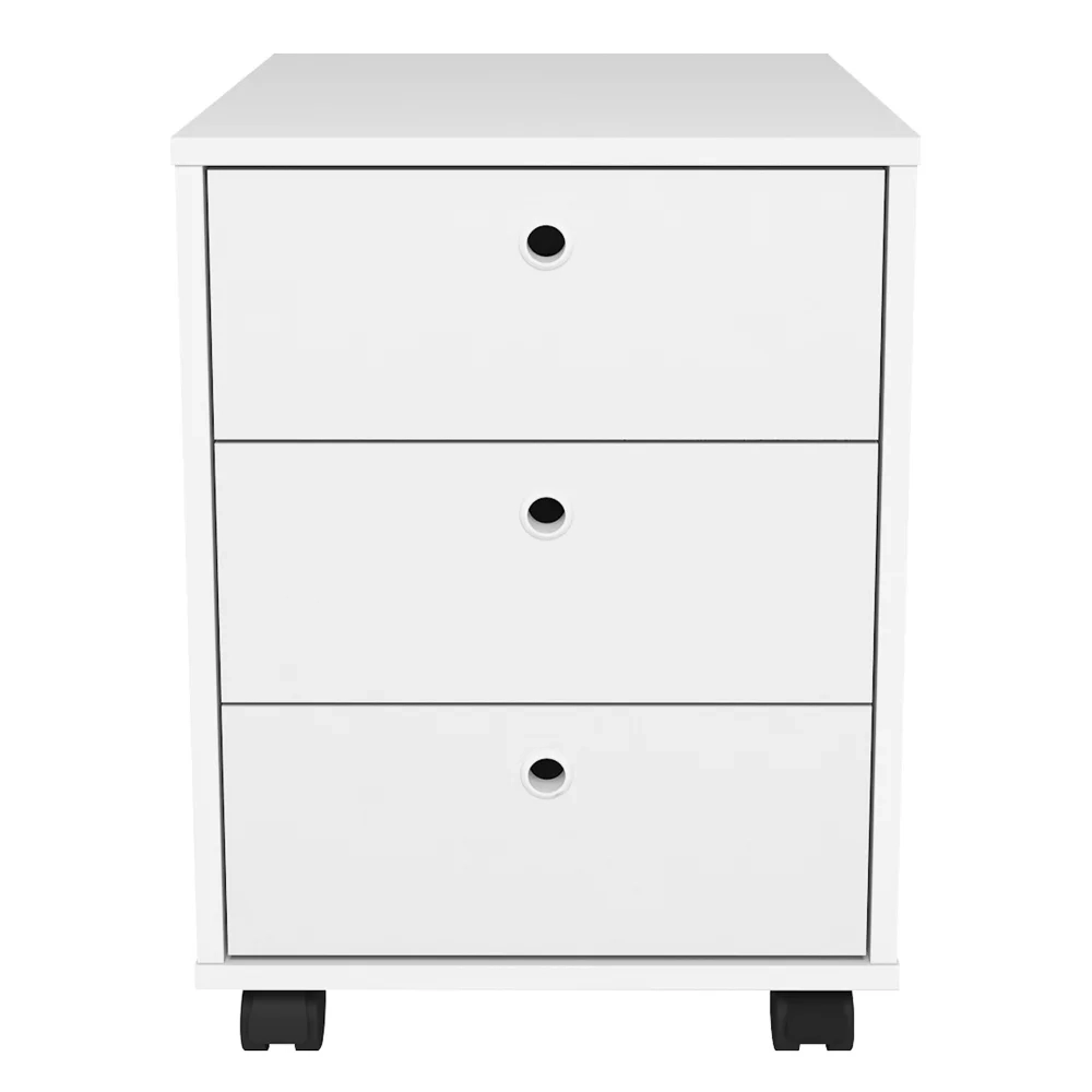 Gaveteiro Escritório 60cm Rodízios 3 Gavetas New Branco - Artany