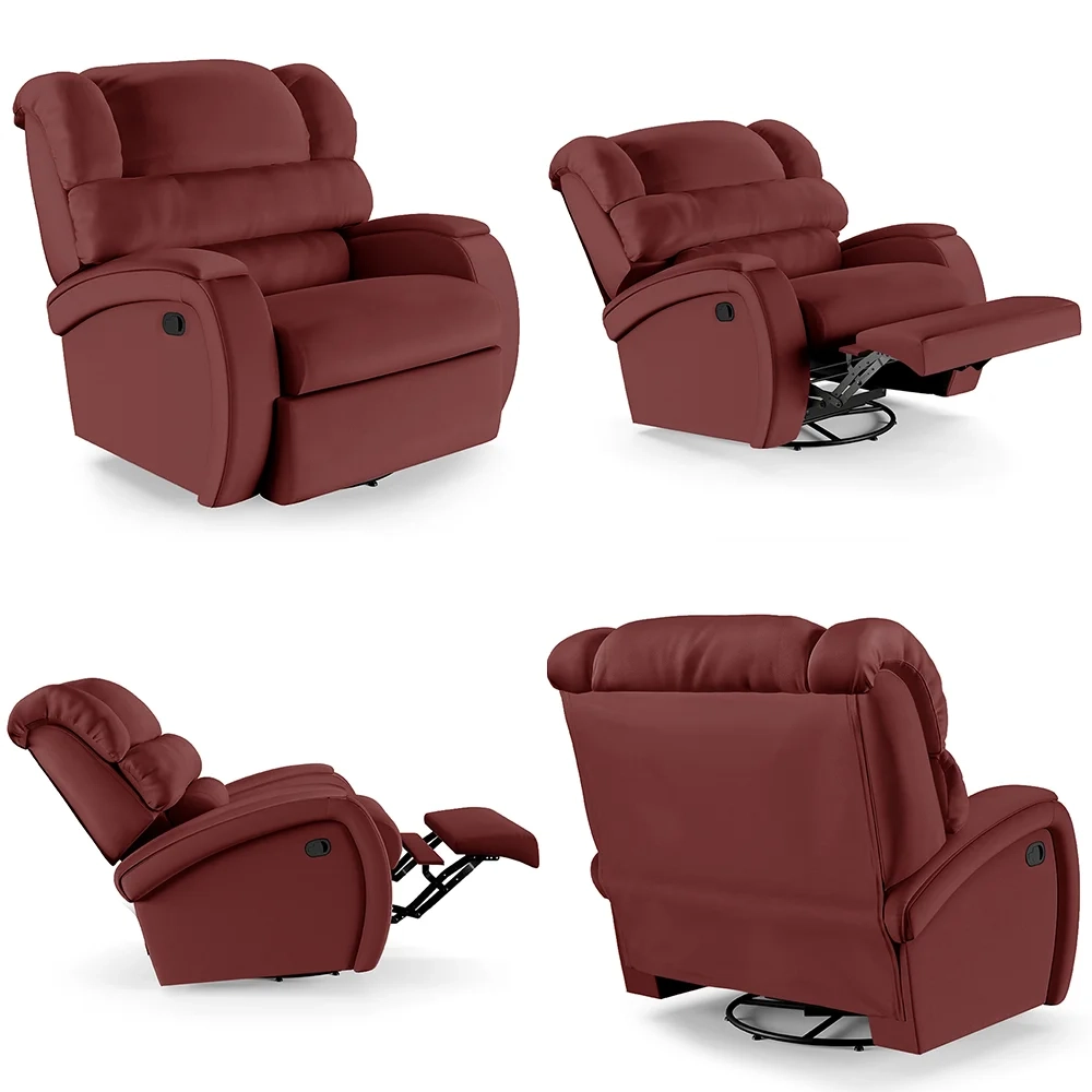 Poltrona do Papai Reclinável Kalie Glider Giratória FH9 PU Vermelho - Mpozenato