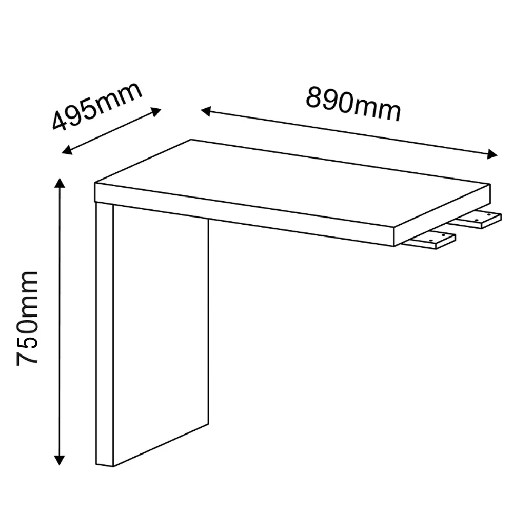 Mesa de Apoio Lateral 89cm com Tamburato 50mm Preto - Artany