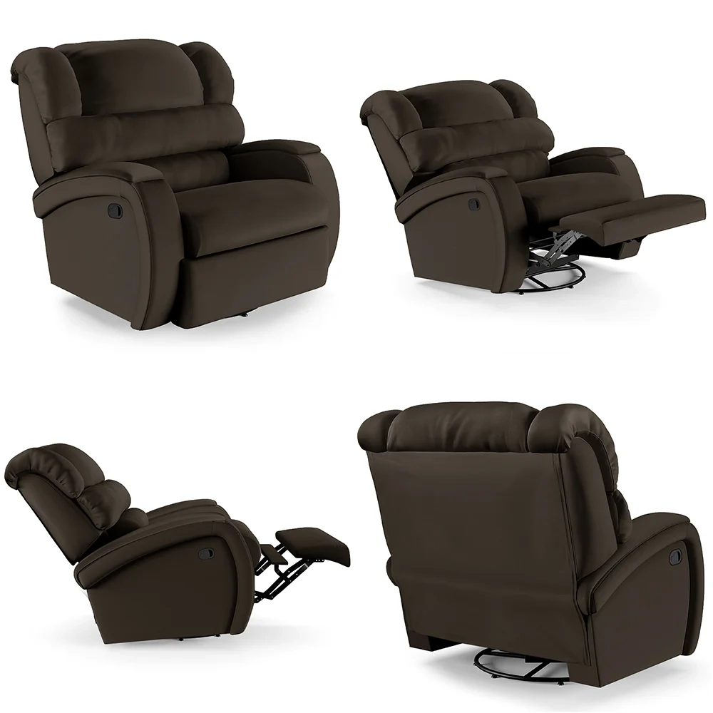 Poltrona do Papai Reclinável Kalie Glider Giratória FH9 PU Marrom - Mpozenato