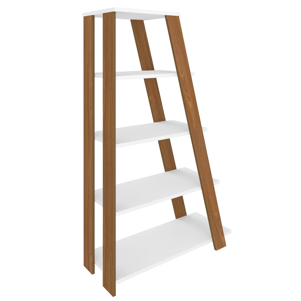 Estante Livreiro Multiuso Decorativa Star 5 Prateleiras Freijo/Branco - Artany