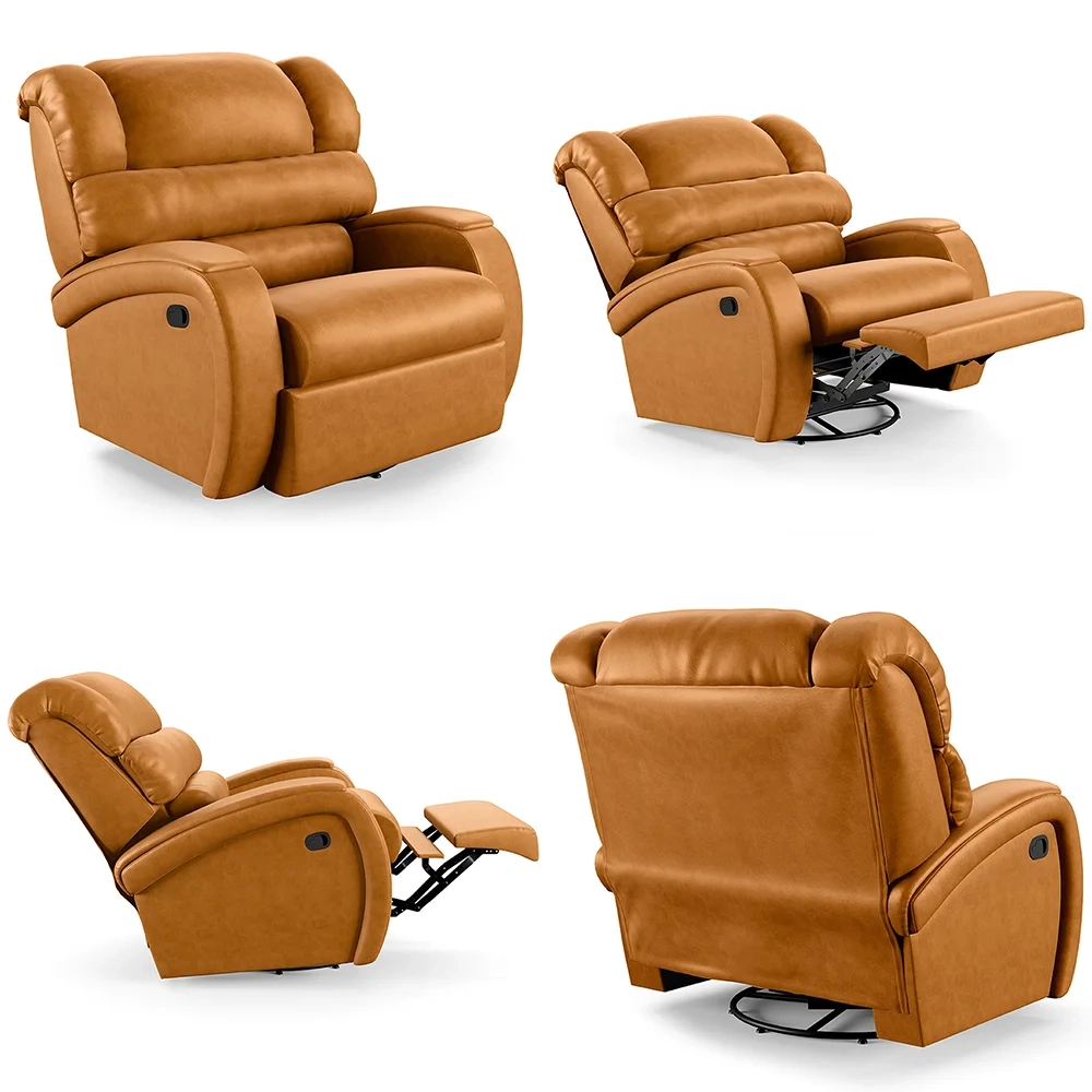 Poltrona do Papai Reclinável Kalie Glider Giratória FH9 PU Whisky - Mpozenato