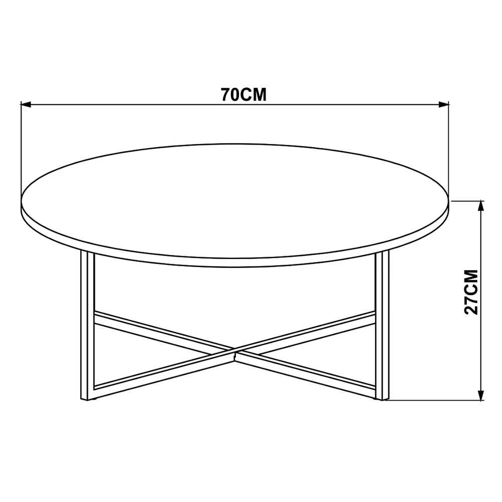 Mesa De Centro Redonda Baixa Volpi 27856 Vermont Base Preta - Artesano