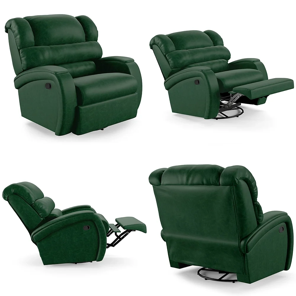 Poltrona do Papai Reclinável Kalie Glider Giratória FH9 PU Verde Musgo - Mpozenato