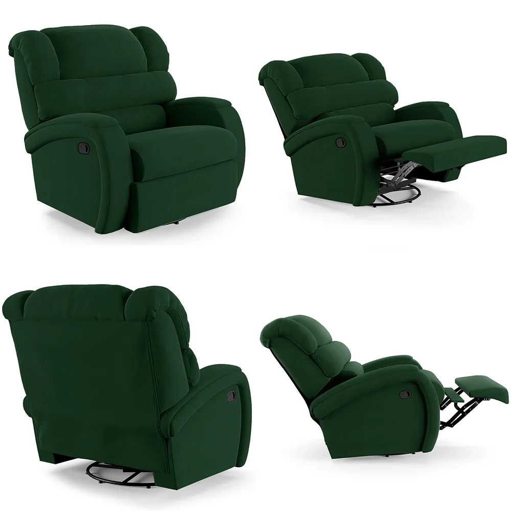 Poltrona do Papai Reclinável Kalie Glider Giratória FH9 Veludo Verde - Mpozenato