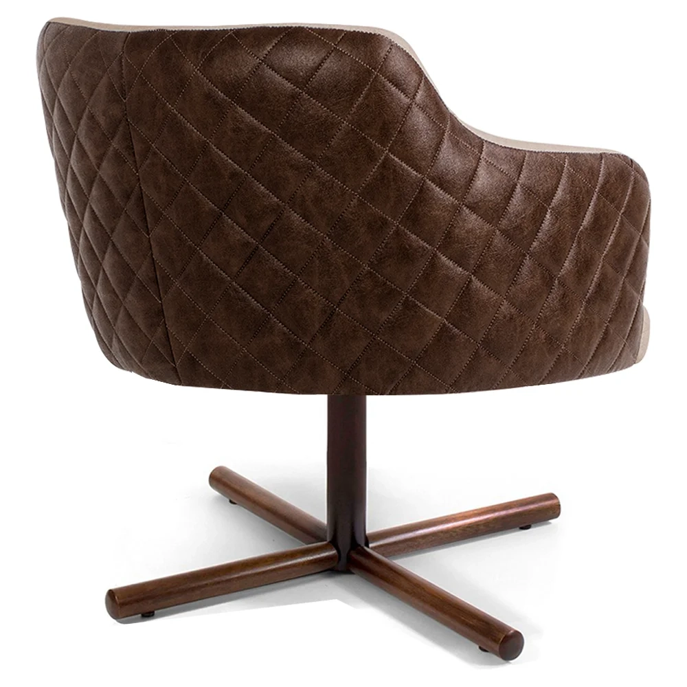 Poltrona Jade Base Xis Giratória Corano B-10 Linho Bege - Domi