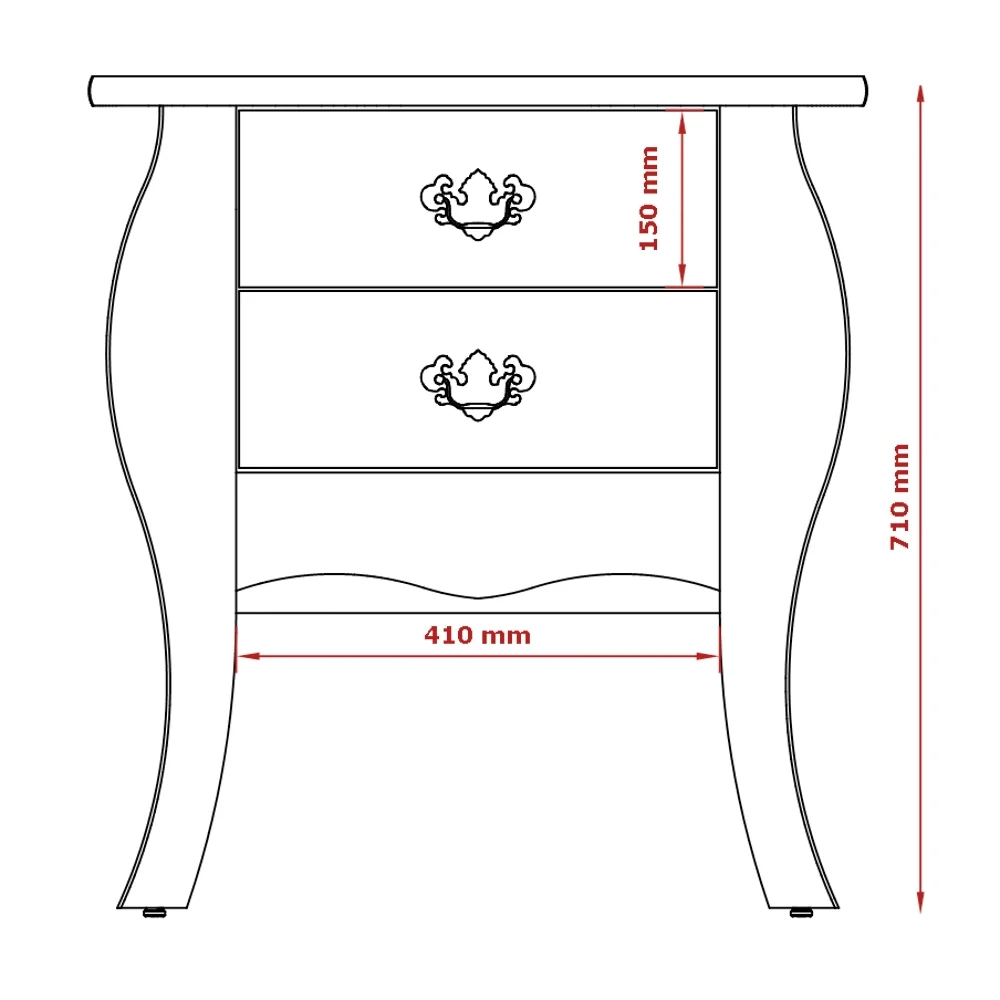 Mesa de Cabeceira 2 Gavetas Bombe Premier Preto/Cumarú - Patrimar