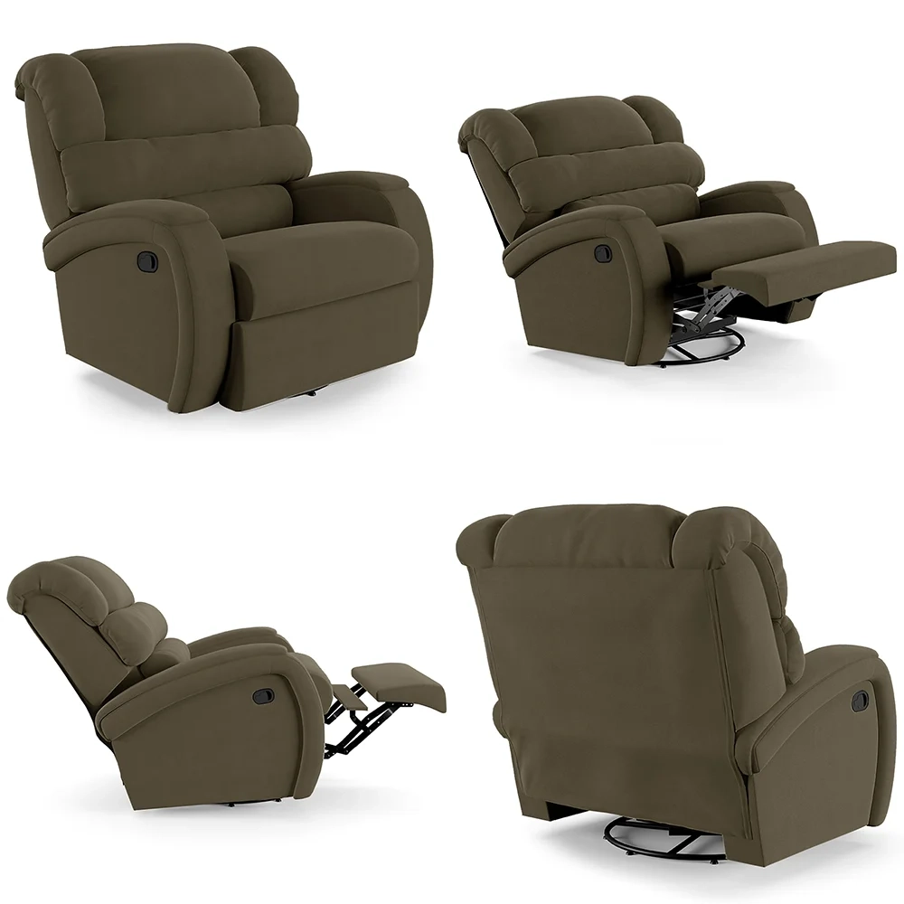 Poltrona do Papai Reclinável Kalie Glider Giratória FH9 Veludo Capuccino - Mpozenato