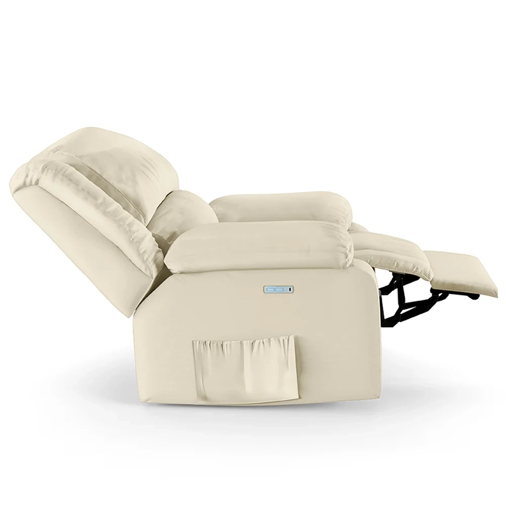 Poltrona do Papai Reclinável Pietra Elétrica LED Massagem FH9 PU Bege - Mpozenato
