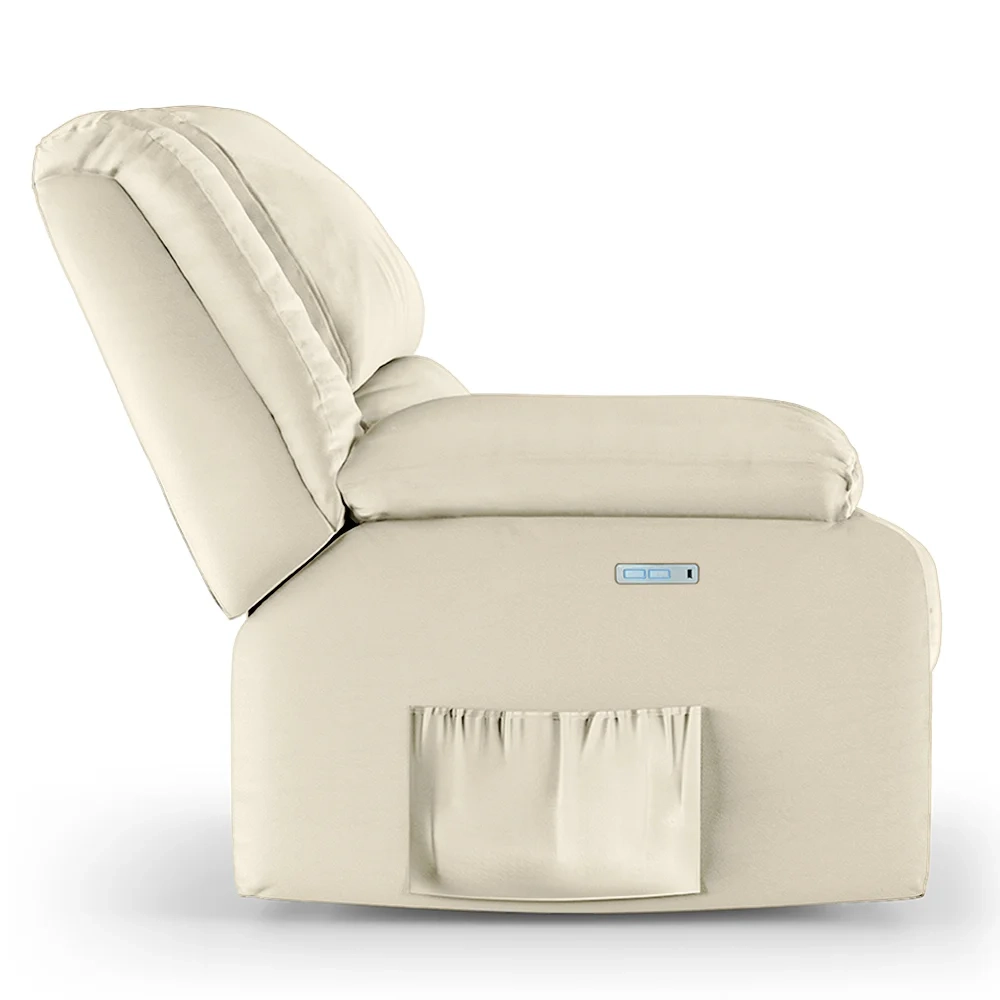 Poltrona do Papai Reclinável Pietra Elétrica LED Massagem FH9 PU Bege - Mpozenato