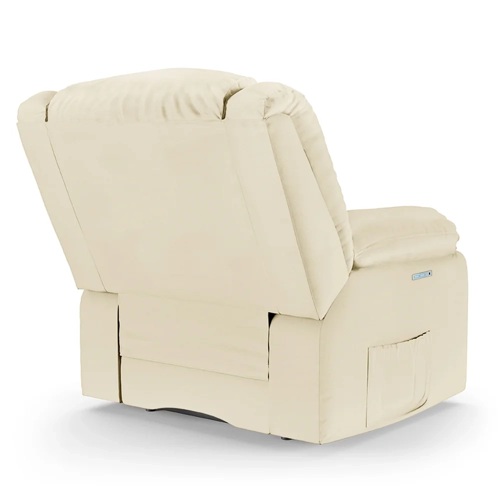 Poltrona do Papai Reclinável Pietra Elétrica LED Massagem FH9 PU Bege - Mpozenato