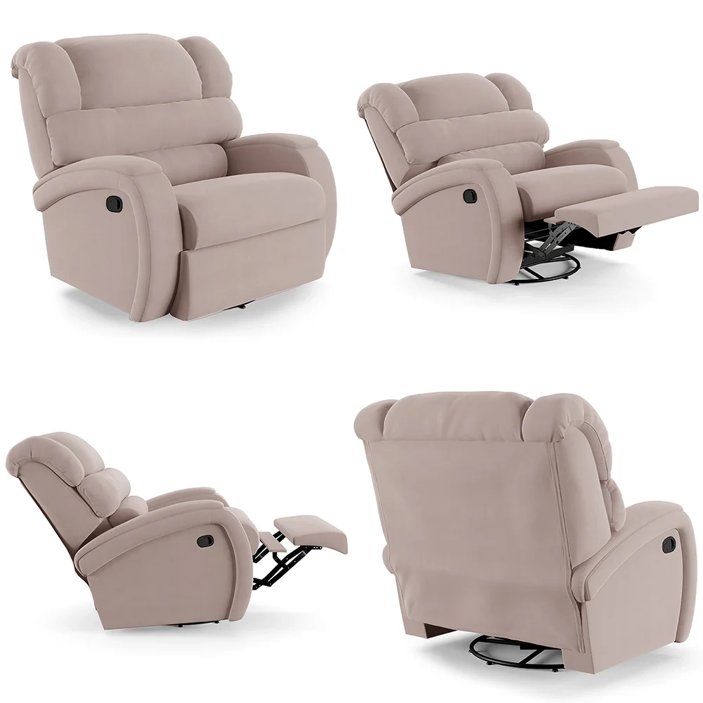 Poltrona do Papai Reclinável Kalie Glider Giratória FH9 Veludo Rosê - Mpozenato