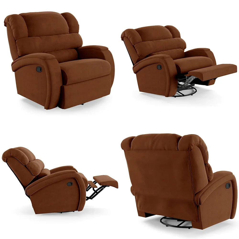 Poltrona do Papai Reclinável Kalie Glider Giratória FH9 Veludo Terracota - Mpozenato