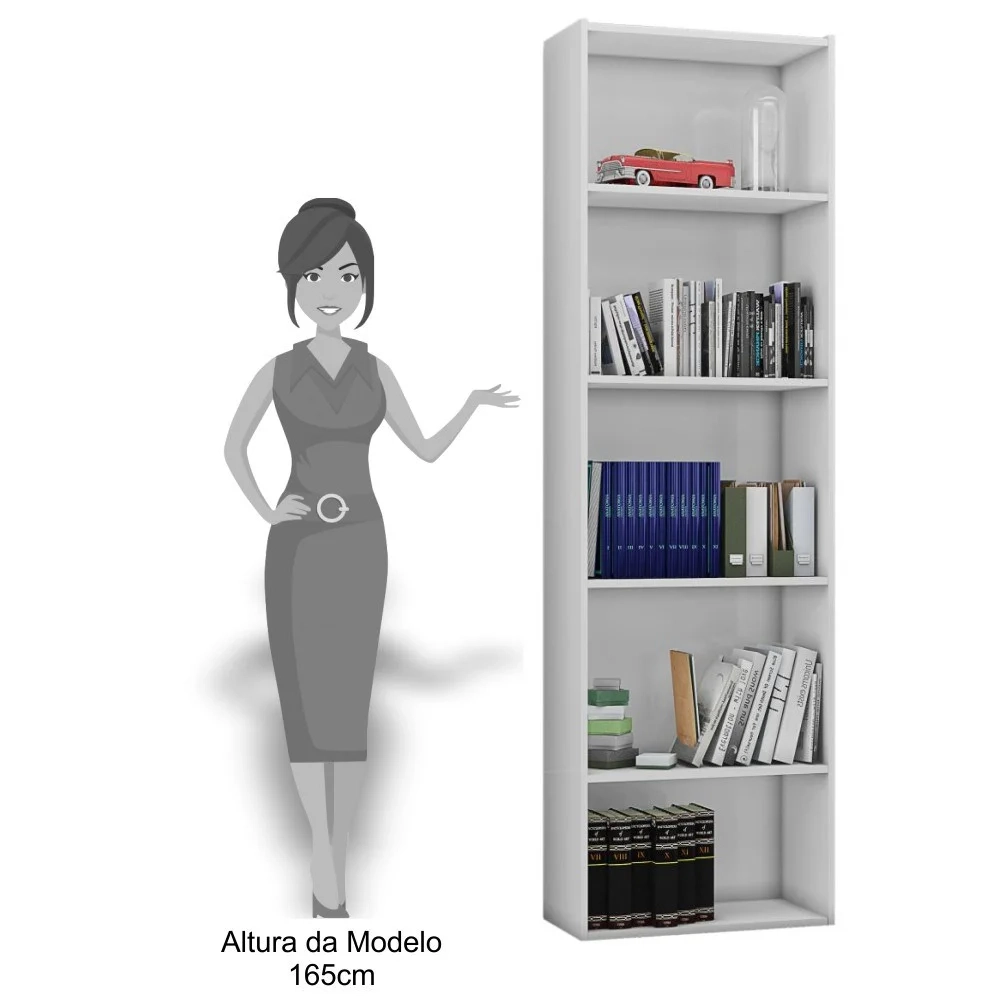 Estante Livreiro 4 Prateleiras Luiza Branco - AJL Móveis