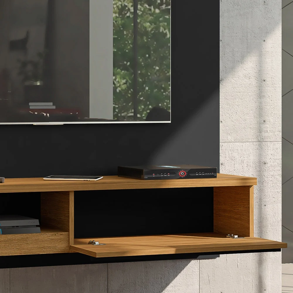 Painel Suspenso Para TV Até 55 Pol. Denver Preto/Cinamomo - Bechara