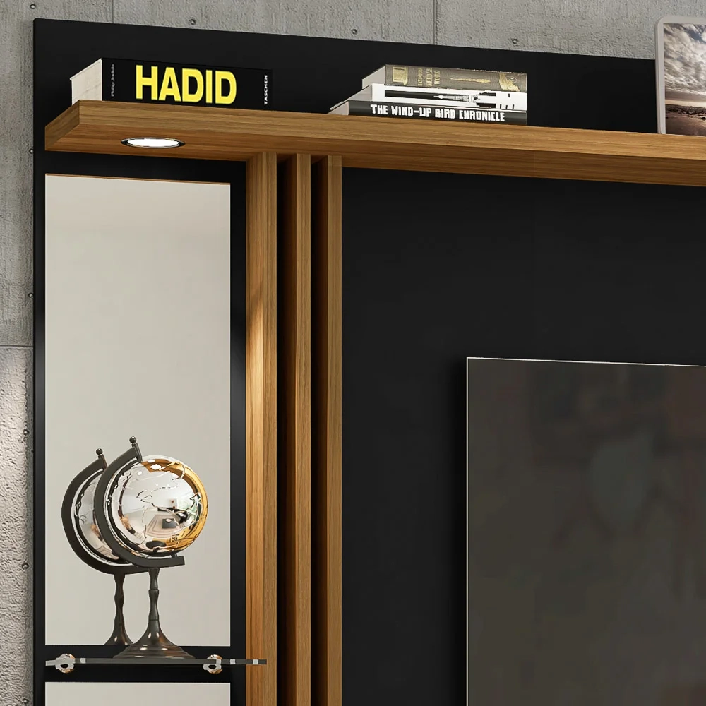 Painel Suspenso Para TV Até 55 Pol. Denver Preto/Cinamomo - Bechara