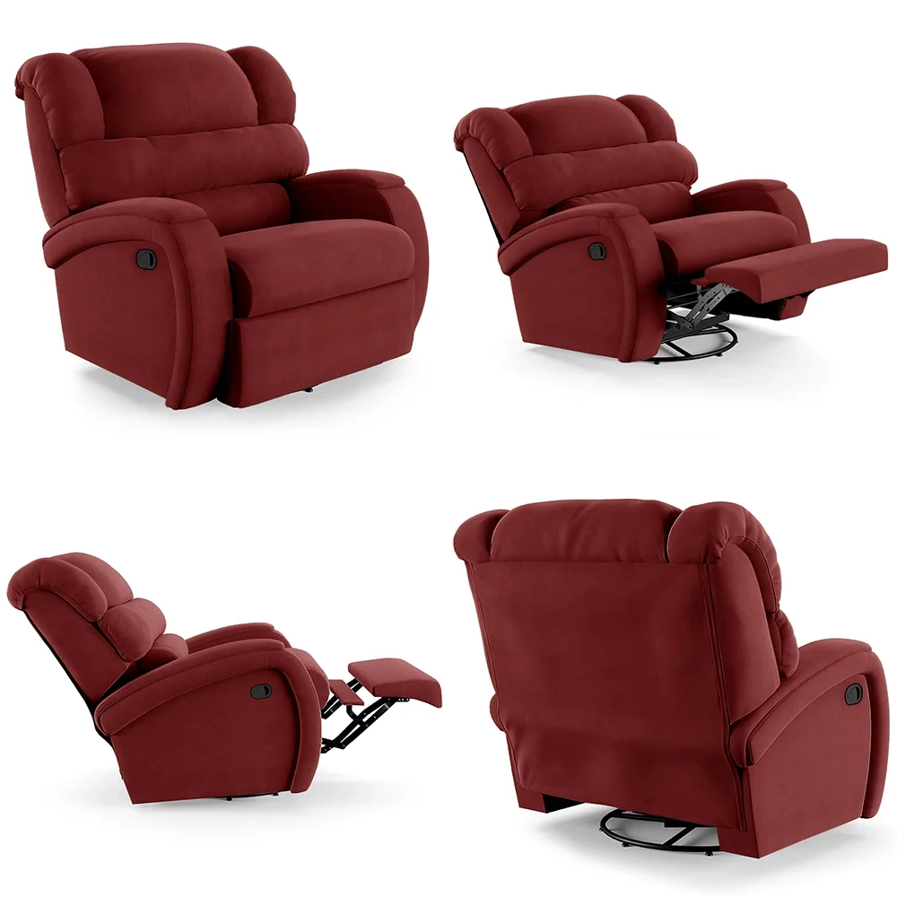 Poltrona do Papai Reclinável Kalie Glider Giratória FH9 Veludo Vermelho - Mpozenato