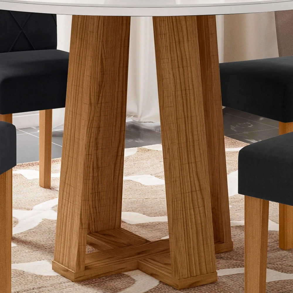 Mesa De Jantar Redonda 4 Lugares 100cm Ella N02 Ypê/Off White - Mpozenato