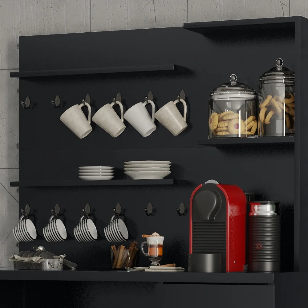 Armário Multiuso 2 Portas Cantinho do Café Aconchego Preto Acetinado - Patrimar