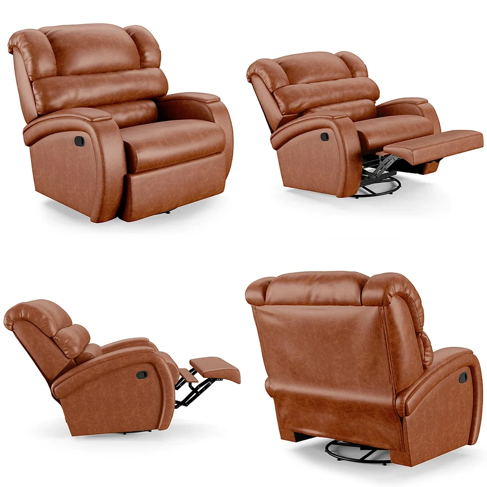 Poltrona do Papai Reclinável Kalie Glider Giratória FH9 PU Caramelo Brilho - Mpozenato