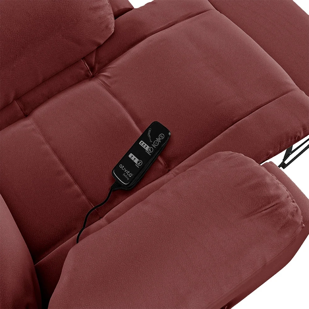 Poltrona do Papai Reclinável Pietra Elétrica LED Massagem FH9 PU Vermelho - Mpozenato