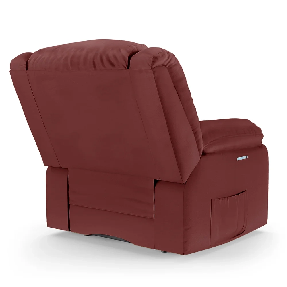 Poltrona do Papai Reclinável Pietra Elétrica LED Massagem FH9 PU Vermelho - Mpozenato